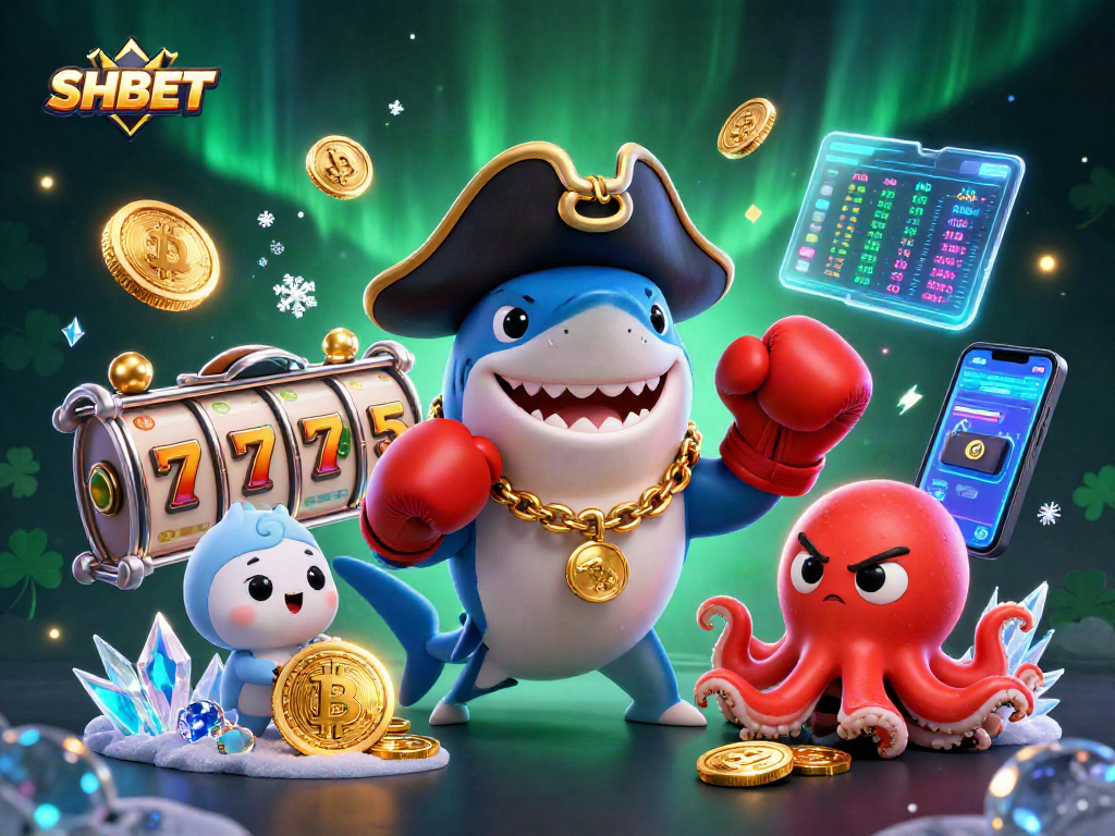 Experience the thrill of SHBET with animated casino characters winning colorful coins.