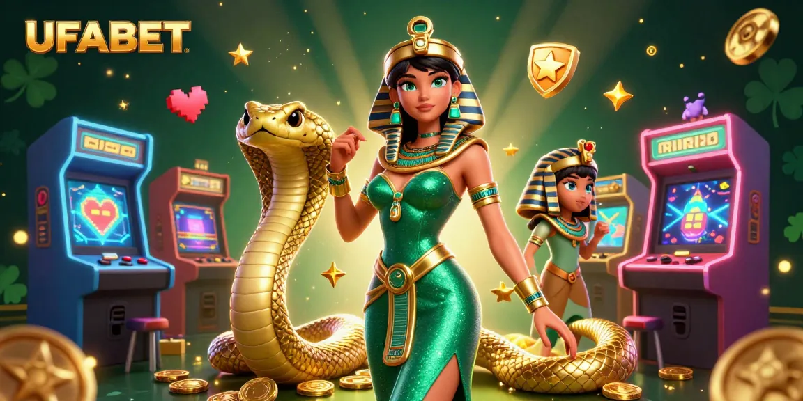 Win big with UFABET at this vibrant online casino illustration filled with game elements!
