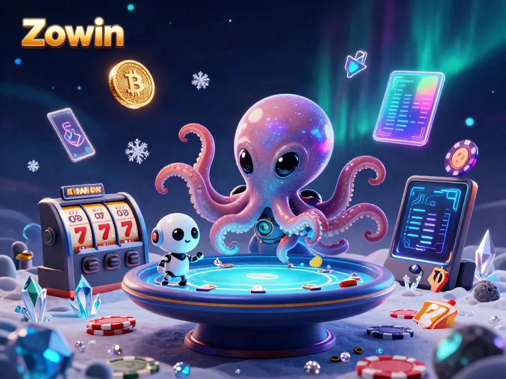 Play thrilling poker games with Zowin's vibrant alien octopus casino scene.