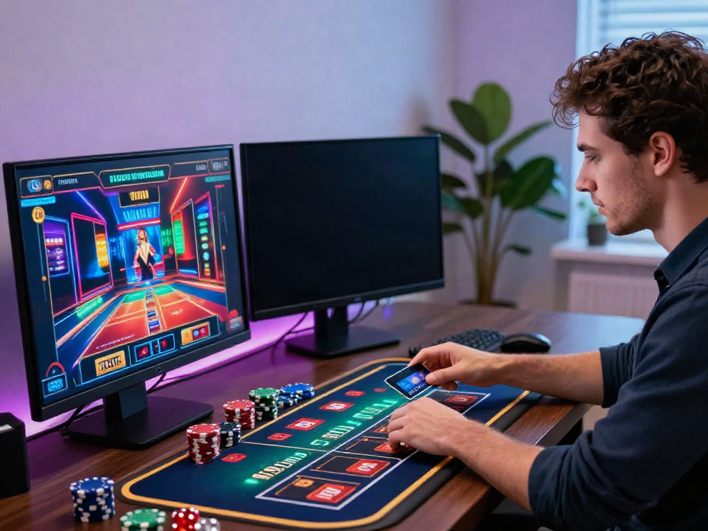 Experience the thrill of the best credit card casinos with vibrant gaming screens and engaging player activity.