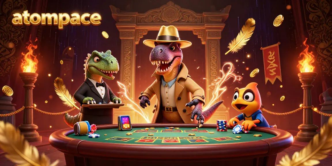 Engage in thrilling blackjack action with atompace as velociraptor card counters and a stegosaurus pit boss in a vibrant casino.