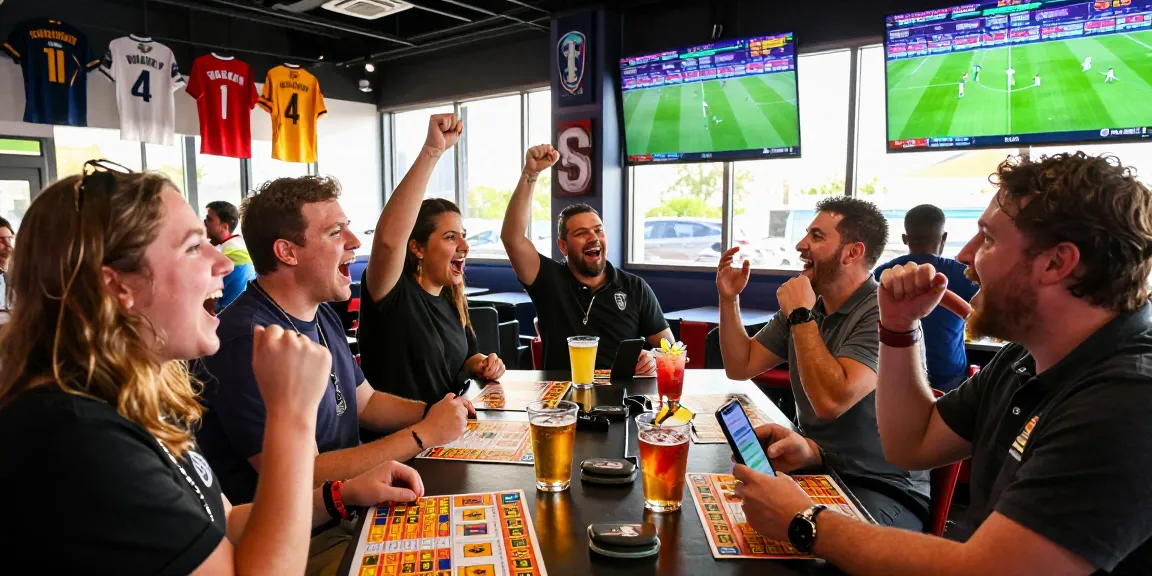 Friends enjoying sports betting at VEGAS4D during the World Cup 2026, vibrant atmosphere with live matches and drinks.