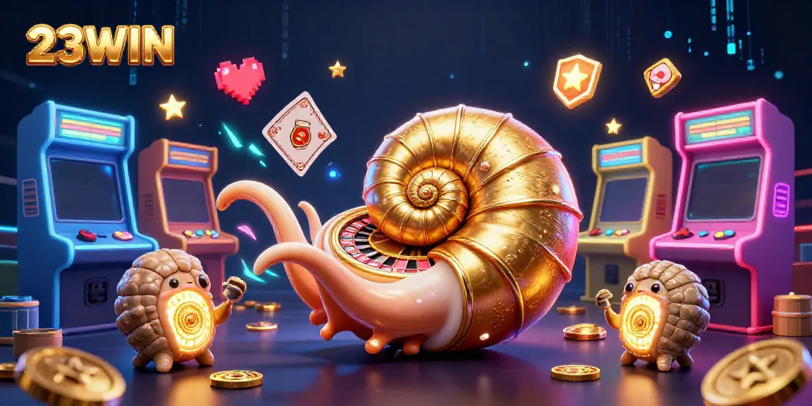 Experience the thrill of gaming at 23WIN with an ancient nautilus and vibrant casino elements.